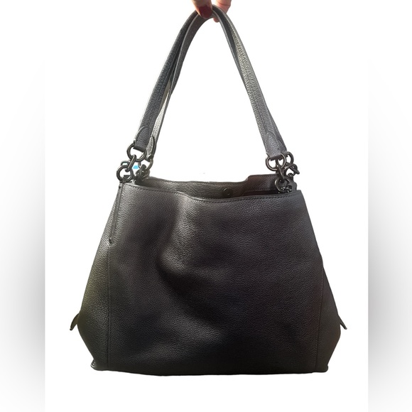 Coach Handbags - Coach Gun metal leather purse gray